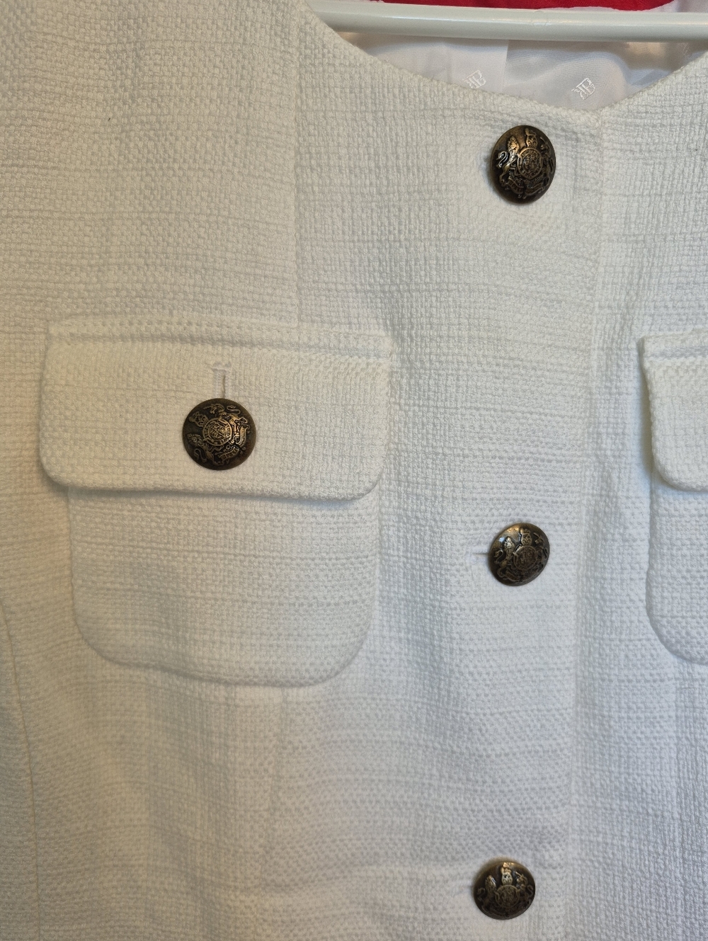 Banana Republic Women's Preppy Old Money White Tweed Blazer / Lady Jacket Size 8 - Picture 3 of 10
